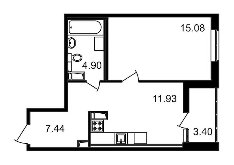 Однокомнатная квартира в : площадь 42.75 м2 , этаж: 9 – купить в Санкт-Петербурге